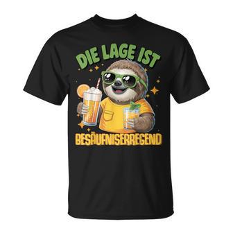 Die Lage Ist Besäufniserregend Faultier Party Urlaub T-Shirt - Geschenkecke