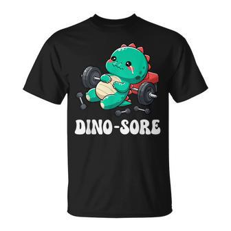 Dinosaur Gym Workout Fitness Lifting Weights Cute Dino Sore T-Shirt - Thegiftio
