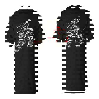 Dirt Bike Retro American Flag Motocross Enduro T-Shirt - Monsterry