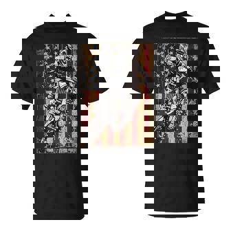 Dirt Bike Usa Flag Vintage Motocross Riders Freestyle T-Shirt - Monsterry