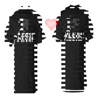 Diseño Divertido Retro I Love Palestine Con Un Corazón Rojo Cuello Camiseta unisex - Regaloses