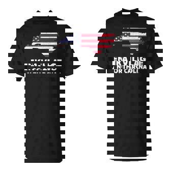 Distressed Patriotic USA Flag Enka Village North Carolina T-Shirt | Mazezy