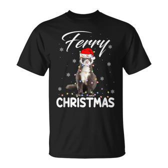 Divertida Camisa De Hurón Ferry Navidad Hurón De Papá Noel Camiseta unisex - Regaloses