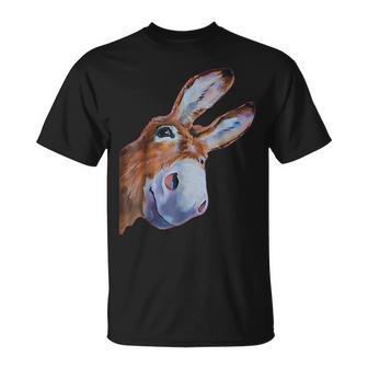 Divertido Burro Arte Cabeza De Burroonrisa Ansiosamente Burro Amante Hombres Camiseta unisex - Regaloses
