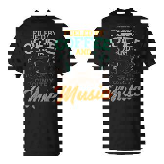 Divertido Country Música Y Café Gráfico Country Music Amante Cuello Camiseta unisex - Regaloses