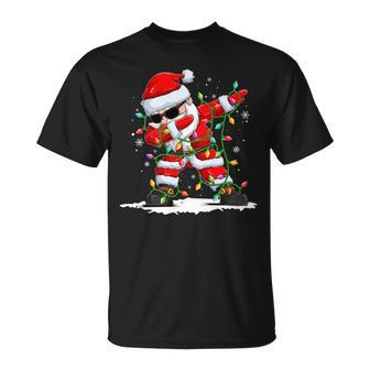 Divertido Dabbing Papá Noel Árbol Navidad Luces Navidad Manga Larga Camiseta unisex - Regaloses