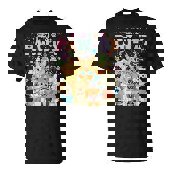 Dog Mom Birthday Dog Bday Boy Girl Let's Pawty Birthday T-Shirt | Seseable FR