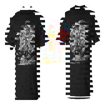 Drapeau De La Fête Des Amérindiens Cheval Indien 4 Juillet T-Shirt - Cadeauxyz