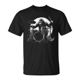 Drummer Bigfoot Plays Drums Sasquatch Drumming T-Shirt - Thegiftio UK