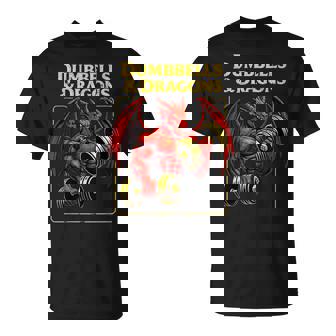 Dumbbells And Dragons Gym Nerd Deadlifts Dragons Rpg Workout T-Shirt | Seseable UK