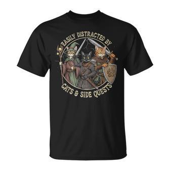 Easily Distracted By Cats Side Quests Gamer Vintage T-Shirt - Thegiftio UK