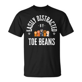 Easily Distracted By Toe Beans Cat Paw T-Shirt - Thegiftio UK