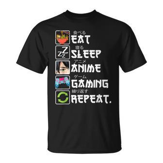Eat Sleep Anime Gaming Repeat Gamer N Boy Anime T-Shirt | Mazezy