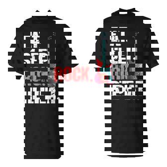 Eat Sleep Rock Repeat Electronic Rock Guitar T-Shirt | Mazezy