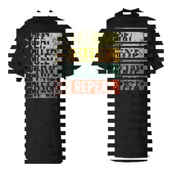 Eat Sleep Travel Repeat Retro Travelling For Men T-Shirt | Seseable UK