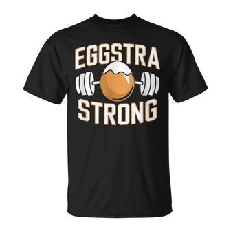 Eggstra Fuerte Huevo Divertido Culturismo Camiseta unisex - Regaloses