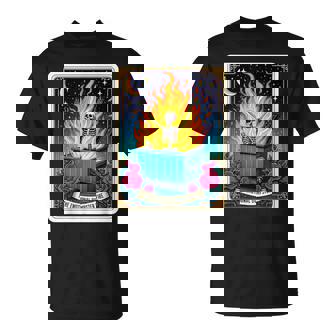 Emotional Dumpster Fire Tarot Card Sarcastic Skeleton T-Shirt | Mazezy