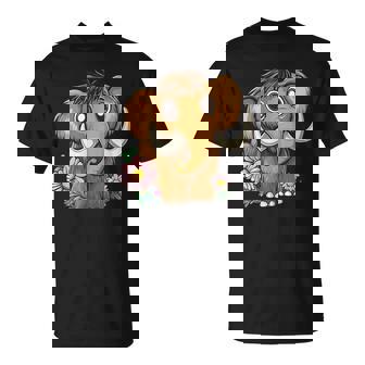 Entzückendes Mammut Mit Blumen Illustration T-Shirt - Seseable