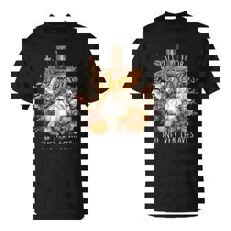 Fall For Jesus He Never Leaves Pumpkin Flower Jesus Women T-Shirt | Mazezy