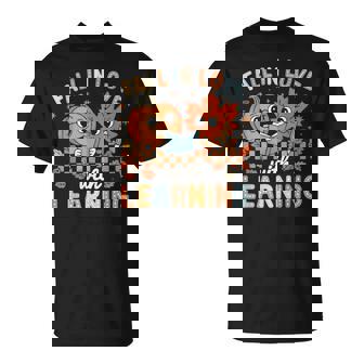 Fall In Love With Learning Autumn Pumpkin Teacher T-Shirt - Monsterry