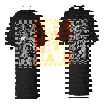 Fall In Love With Math Cute Groovy Thanksgiving Math Teacher T-Shirt - Thegiftio