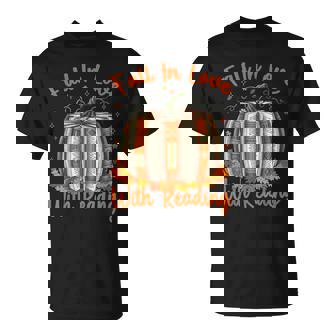 Fall In Love With Reading Pumpkin Autumn Librarians Teacher T-Shirt | Seseable CA