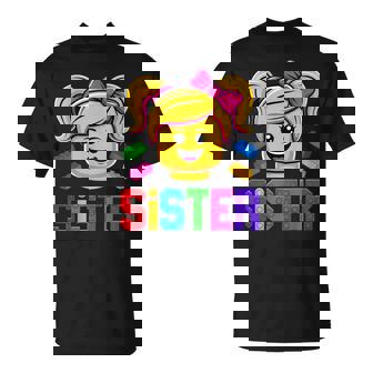 Family Sister Master Builder Building Bricks Blocks Girls T-Shirt - Monsterry