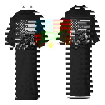 Farmer Tractor Usa Flag 4Th Of July T-Shirt - Monsterry