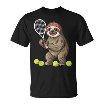 Faultier Mit Tennisschläger Geschenkpruch T-Shirt - Geschenkecke