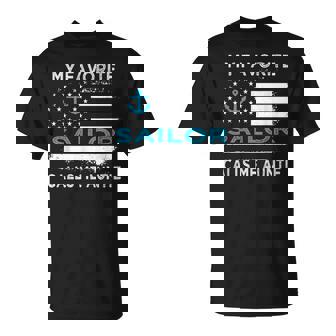 My Favorite Sailor Calls Me Auntie Sailing Usa Flag Anchor T-Shirt | Mazezy
