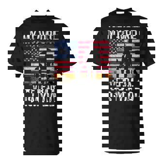 My Favorite Veteran Is My Dad American Flag Military Family T-Shirt | Seseable FR