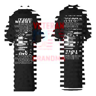 My Favorite Veteran Is My Grandma Usa Flag Veterans Day T-Shirt - Monsterry
