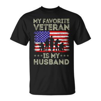 My Favorite Veteran Is My Husband American Flag Veterans Day T-Shirt - Thegiftio UK