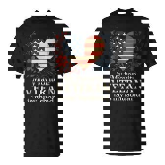 My Favorite Veteran Is My Husband Flag Love T-Shirt | Mazezy