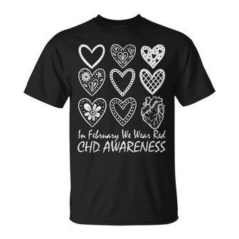 February Is Red Heart Health Heart Disease Awareness Chd T-Shirt | Mazezy