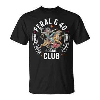 Feral & 40 Social Club Since 1986 Feral & Forty Since 1986 T-Shirt - Thegiftio UK
