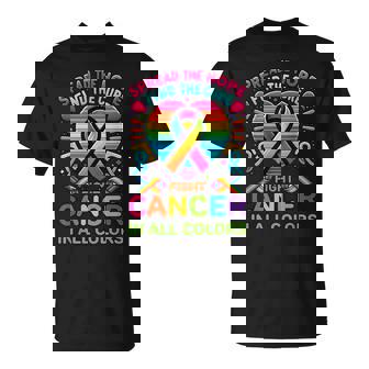 Fight Cancer In All And Every Color Ribbons Find Cure T-Shirt - Monsterry