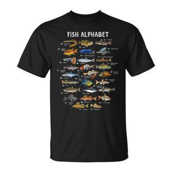 Fish Alphabet Educational Freshwater Species Fishing T-Shirt - Thegiftio UK