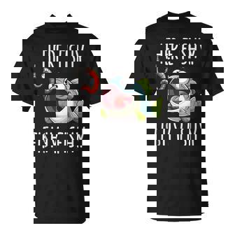 Here Fishy Fisherman Fishing Lover Cute Fish Worm T-Shirt - Thegiftio