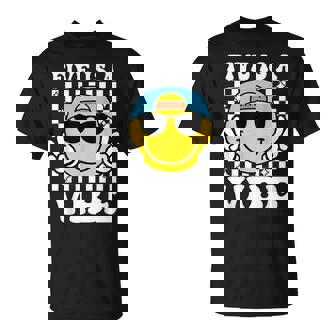 Five Is A Vibe 5Th Birthday Groovy Boys Girls 5 Years Old T-Shirt | Seseable FR