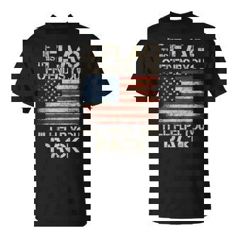 If This Flag Offends You I'll Help You Pack Us Flag On Back T-Shirt - Thegiftio