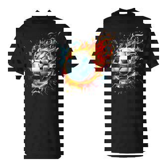 Flaming Soccer Ball On Fire Colorful Splash Sports Lover Fan T-Shirt - Thegiftio
