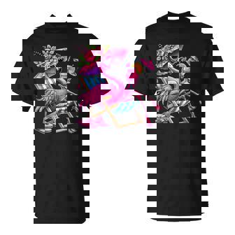 Flamingo Pink Palm Tree Tropical Beach Summer Vacation Women T-Shirt | Seseable CA