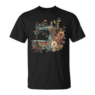 Floral Sewing Machine Flower Seamstress Sewing Machine T-Shirt - Thegiftio UK