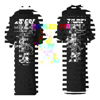 Flossing Unicorn 4th Grade Graduation Cap Gown Diploma Girls T-Shirt | Mazezy