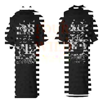 Four Ever Wild Wildflower Watercolor Floral 4Th Bday Girl T-Shirt | Mazezy