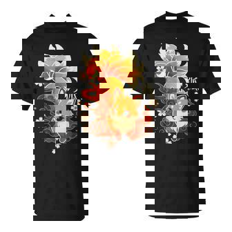 Fox Kawaii Kitsune Japanese Nine-Tailed Sakura T-Shirt | Seseable CA