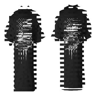 Foxbody Nation Patriotic Flag Flame Stang Fox Body Usa T-Shirt - Monsterry