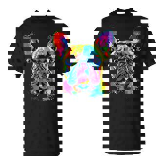 French Bulldog Dog Colorful Pop Art Rainbow Colors Bulldogs For Men Women Kids T-Shirt | Mazezy