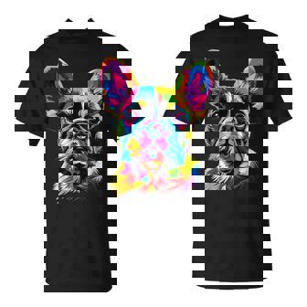 French Bulldog Dog Colorful Pop Art Rainbow Colors Bulldogs T-Shirt | Mazezy